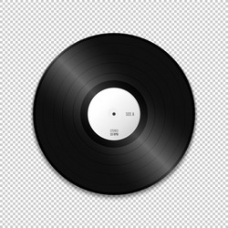 vector white paper label LP vinyl record blank mock up realistic illustration with shadow template design isolated on transparent background