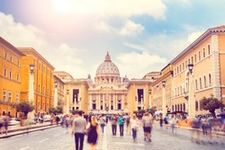 St. Peter's square (Basilica) in Vatican City, Rome, Italy