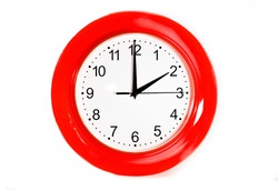wall clock. red color.white background