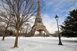 Eiffel Tower on a sunny winter day