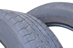 Worn Car Tire with Irregular Used Bald Low Thread