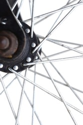 Closeup of bicycle wheel spoke details