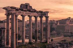 Rome, Italy:Temple of Saturn in the Roman Forum 