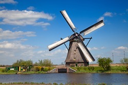 Ancient windmills near Kinderdijk, Netherlands