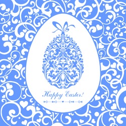 Easter card. Easter egg with floral elements. Vector Illustration