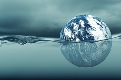 Global warming - drowning world - sea level rising