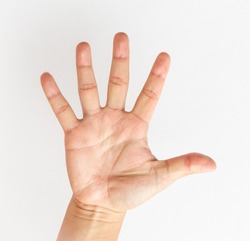 Male hand stretching out
