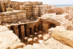 Ruins of buildings in Caesarea. Israel