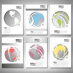 Color world globes. Brochure, flyer or report for business, template vector.