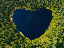 Aerial view of a heart-shaped tarn.