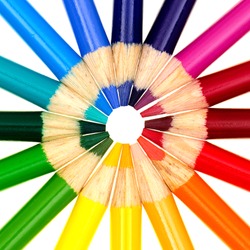 Colorful pencil color wheel