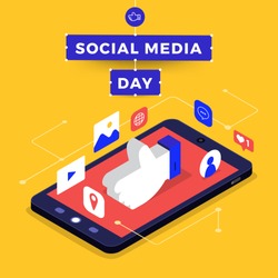 Social Media Day Vector Illustration. Connecting people together with cutting-edge technology.