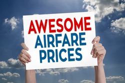 Awesome Airfare Prices Card with Cloud Background