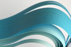 Soft focus Abstract blue (turquoise) color strip wave paper line copy space background.