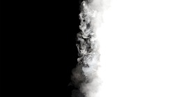 Abstract black and white smoke blot. Wave horizontal contrast copy space background.