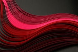 Red neon color strip wave paper. Abstract texture horizontal background.