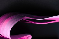 Pink neon color strip wave paper. Abstract texture horizontal background.