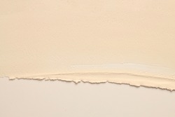 Art Acrylic smear blot brushstroke painting wall. Abstract relief texture beige neutral color stain horizontal copy space canvas background.