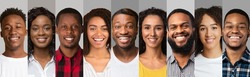Ethnic minorities assimilation concept. Happy faces of multiracial young people, collection of photos on grey backgrounds. Males and females avatars, smiling millennial men and women, panorama