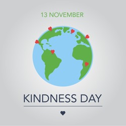 World kindness day. 13 November. flat vector illustration