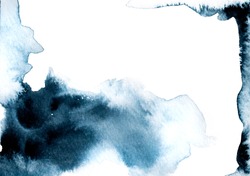 Dark blue painting of watercolor, with copy space