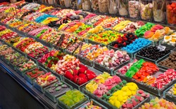 Sweet display on a market in Barcelona