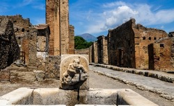 public fountain in the streets of Pompeii
