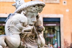 Piazza Navona, detail of the Moro Fountain in Rome