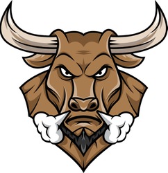 bull head mascot on White Background