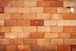 Detail of brown tile wall texture background