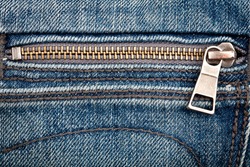 Closeup shot of jeans zipper