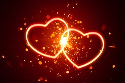 heart lights with sparks background