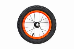 kids bicycle wheel with spokes, white background