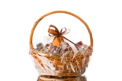 gift basket on white background