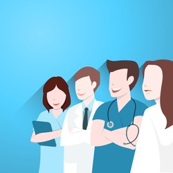 Doctors group, Happy medical team, Vector illustration