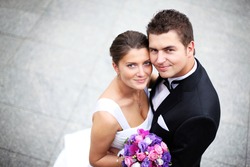 Close up of a nice young wedding couple
