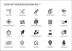Blockchain vector icon set