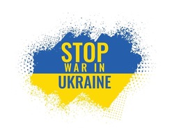 stop war in ukraine text in country flag