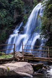 Pha Dok  Seaw waterfall or Rak Jang waterfall in Doi Inthanon National Park,Thailand,Most Famous in Thailand, Beautiful silky waterfall flow through stones.