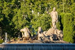 The Fountain of Neprune in Madrid, the meeting point for Atletico de Madrid Football Club fans