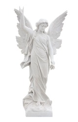Marble statue of a beautiful angel isolated on white with clipping path