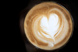 Latte coffee with heart shape