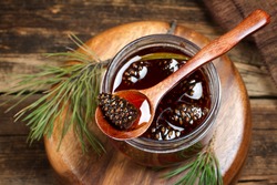 Traditional Siberian dessert - young pine cones jam
