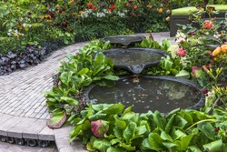 Water feature in a garden