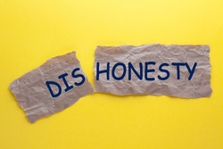 Changing the word dishonesty to honesty on a wrinkled paper. Business concept.