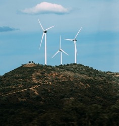 Three wind Turbines in Algarve, Portugal