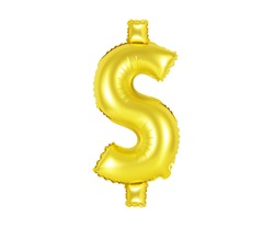 Gold alphabet balloons, dollar sign, Gold number and letter balloon
