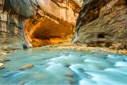 The Virgin river in the narrows in Zion National park