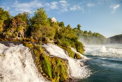 Rheinefall Landscape one of the largest waterfalls in Europe in Schaffhausen Swiss Country 