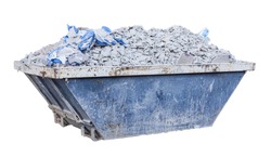 debris on a container isolated on a white background